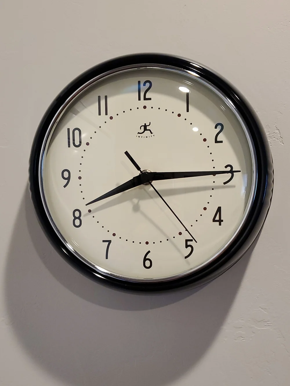 INFINITY Black and Cream Retro Kitchen Wall Clock